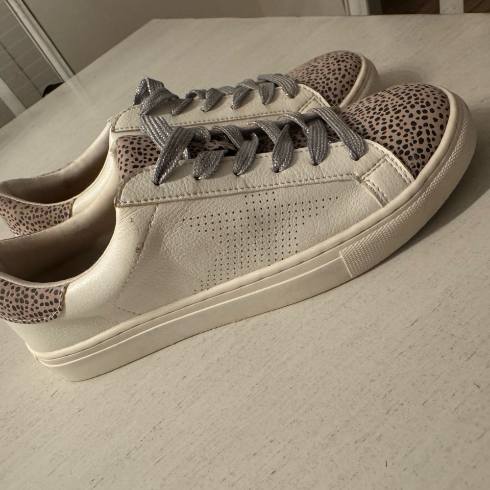 Women's White and Leopard Print Sneaker